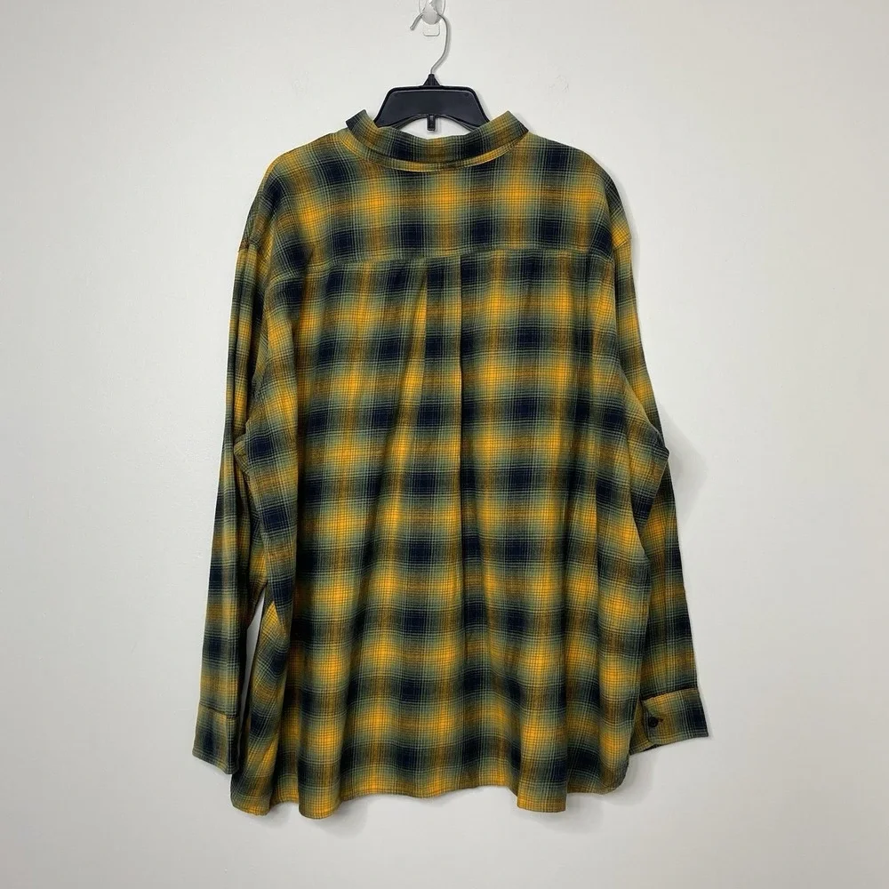 Levis Mens 3XL Flannel Button Up Shirt The Worker Relaxed Fit Plaid Orange Multi